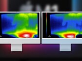 The dual-fan iMac 24 (R) squeezed more performance out of its M1 processor thanks to better cooling. (Image source: Apple/Max Tech - edited)