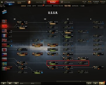 World of Tanks 1.7.1 - dual-barreled heavy tanks in the Russian tech tree (Source: Own)
