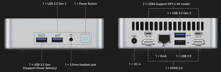 The connection equipment on the Geekom XT13 Pro (Source: Geekom)