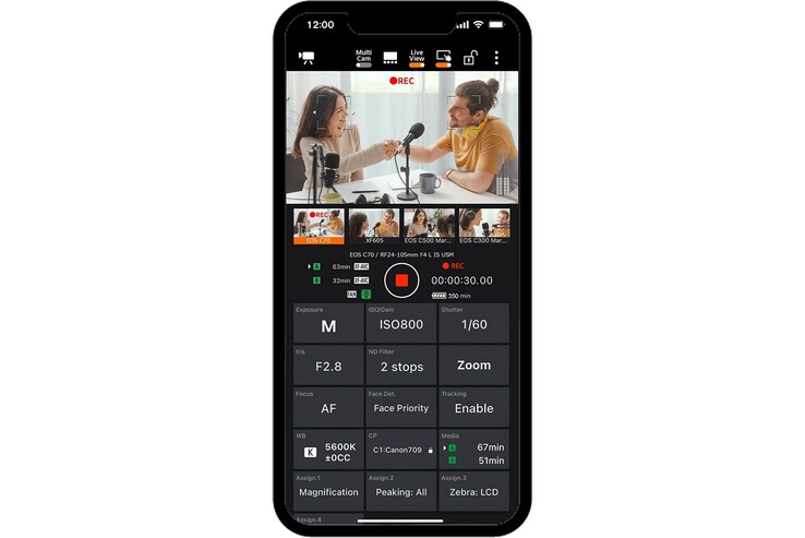 Filmmakers can remotely control and focus pull the EOS C80 using a smartphone. (Image source: Canon)