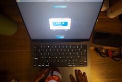 The MacBook Pro&#039;s trackpad can weigh small objects. (Image source: Krish Shah)