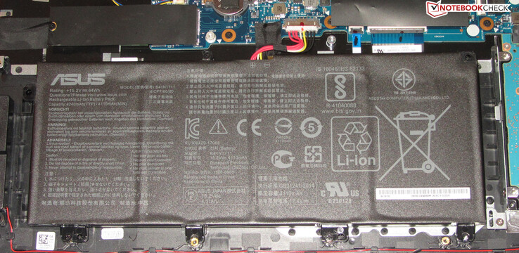 The battery has a capacity of 64 Wh