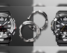 A promotional image for the two new Casio G-Shock Mudmaster watches with the bezels in the middle.
