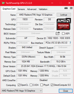 GPU-Z AMD Radeon RX Vega 10