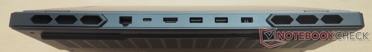 Rear: RJ-45 LAN, USB 3.2 Gen2 Type-C (incl. DisplayPort 1.4 & 140 W Power Delivery), HDMI 2.1, 2x USB 3.2 Gen1 Type-A, DC-in