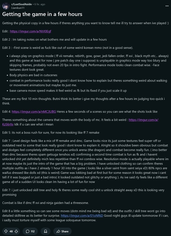 Lost Soul Aside early impressions (Image source: screenshot, Lost Soul Aside subreddit)