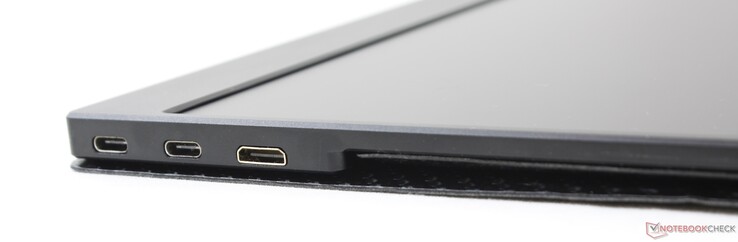 Right: 2x USB-C (power, touchscreen, a/v signal), mini HDMI