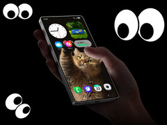 The display tech is similar to the directional-light approaches that other brands have explored. Pictured: an edited picture with eyes around a phone (S25 Ultra). (Image source: Samsung)