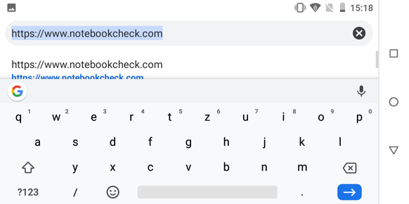 Using the default keyboard in landscape mode