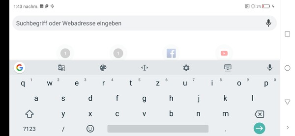 Using the default keyboard in landscape mode