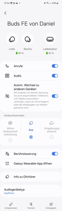 Bluetooth settings on Samsung smartphones