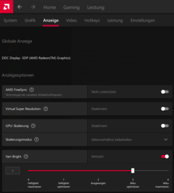 AMD Vari-Bright affects screen brightness