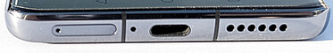Bottom: SIM tray, microphone, USB-C port, speakers