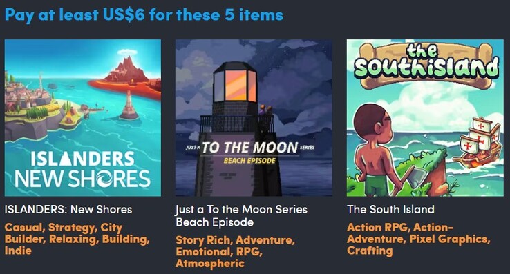 The first tier contains five games