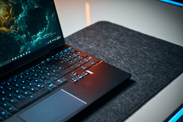 The XMG Core and Fusion 15 gaming laptops have edge-to-egde keyboards and glass trackpads.
