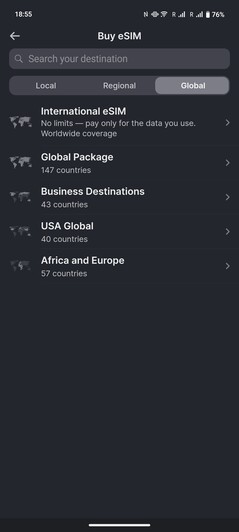 Alternatively, Yesim also offers classic data packages. Global...