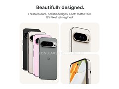 Google's Pixel 9 series will feature a soft matte back finish. (Source: @OnLeaks x 91Mobiles) 