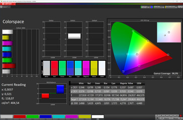 Color Space (Vibrant mode, DCI-P3 target color space)