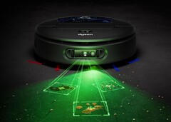 The AI camera is assisted by this green LED illumination that we've already seen on Dyson's stick vacuums (Image source: Dyson)