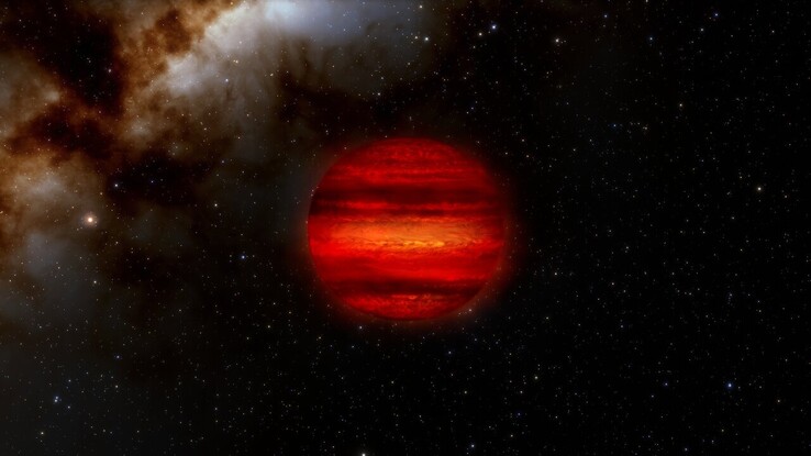 An artist's illustration showing a brown dwarf.