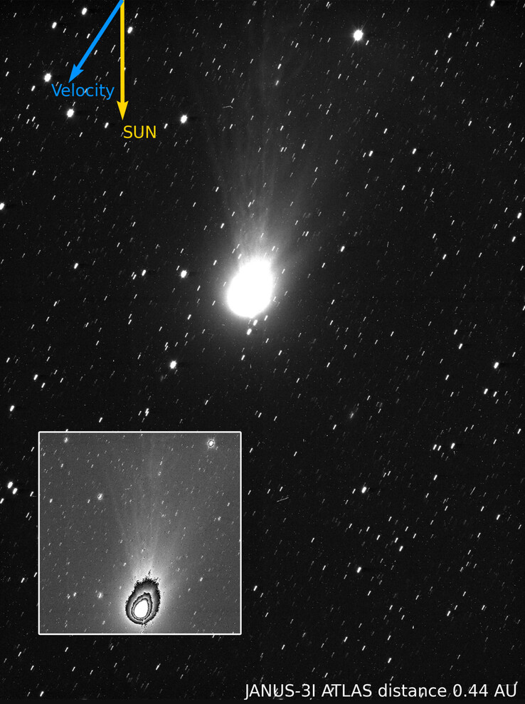 An image showing comet 3I/ATLAS taken by the Juice probe.