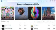 OpenSea NFT marketplace website homepage (Source: Own)