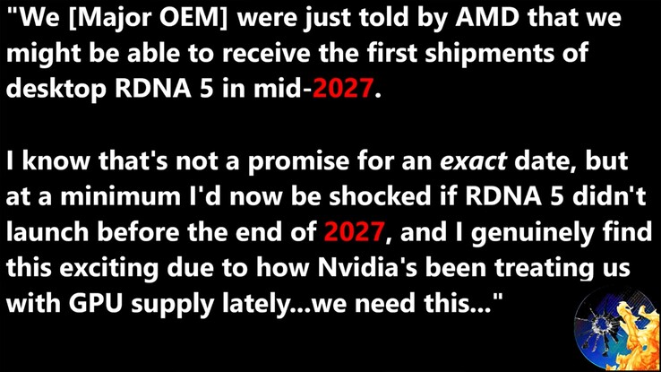 RDNA 5 desktop GPUs could launch in 2027.