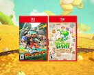 Splatoon Raiders and Yoshi and Mysterious Book retail cases shown