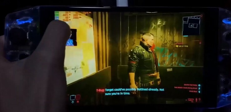 Cyberpunk 2077 on a handheld. (Image source: AYA NEO)