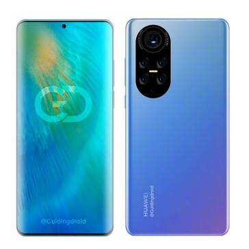 Huawei P50 Pro render based on the Huawei Nova 8 Pro's camera layout (image via  @Guidingdroid)