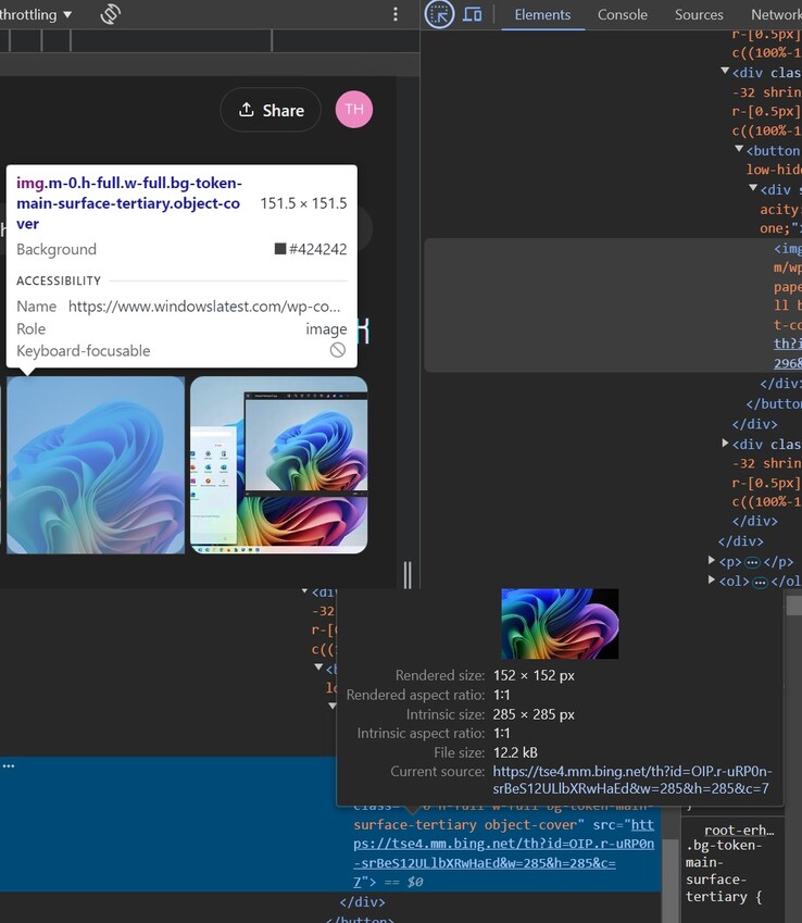 ChatGPT search linking to Bing resources. (Image source: WindowsLatest)