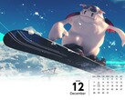 Final Fantasy 7 calendar wallpaper showing snowboarding (Image source: Square Enix with edits)