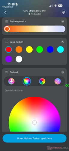 A wide range of settings for light color and more