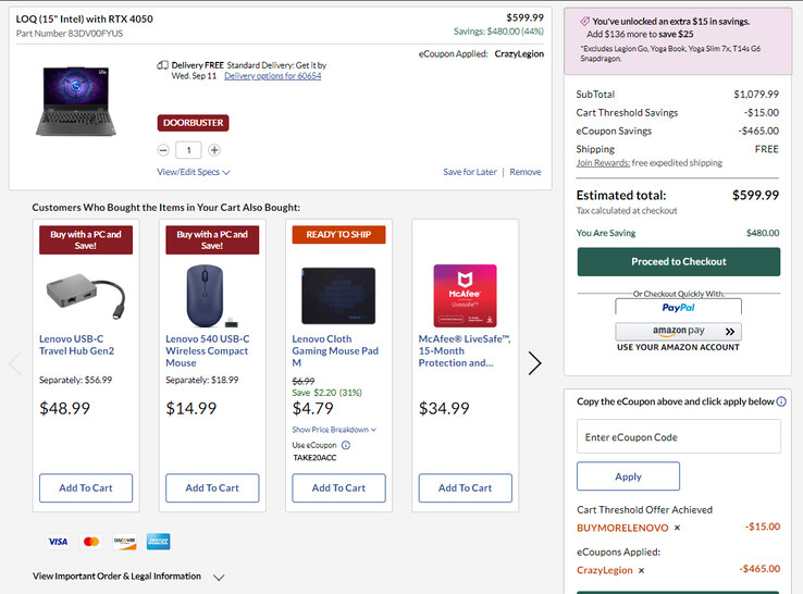 Price with the coupon codes applied (Image source: Lenovo)