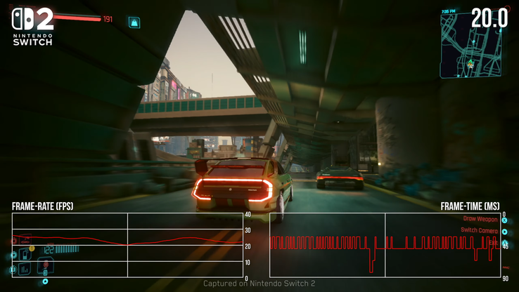 Nintendo Switch 2 Cyberpunk 2077 performance. (Image source: Digital Foundry)