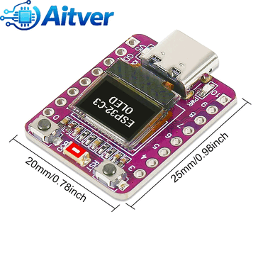 Tiny ESP32-C3 development board dimensions