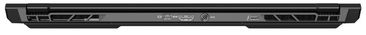 Back: Mini DisplayPort 1.4, HDMI 2.0, power supply, Thunderbolt 3