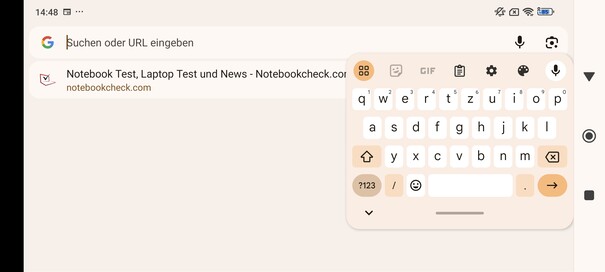 Keyboard in landscape format