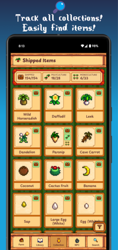 The item database in the Gunther's Library app. (Image source: Google Play Store)