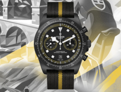 The Tudor Pelagos FXD Chrono Yellow (pictured) features a proprietary 43mm matte-finished carbon-composite case. (Image source: Tudor)