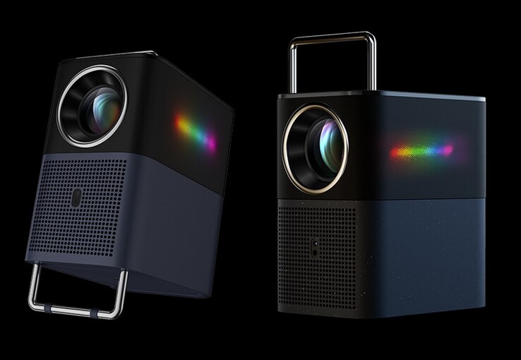 The A1 projector's Versagrip in 'stand' (left) and 'handle' modes. (Source: TCL)