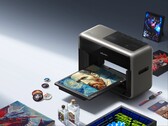 Promotional image of eufyMake E1 UV printer with different material types.