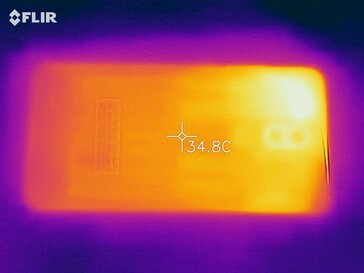 Heatmap of the back of the device under load