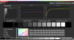 CalMAN grayscale (profile: native, target color space P3)