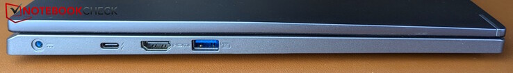 Left: Power port, Thunderbolt 4, HDMI 2.1, USB-A 3.0