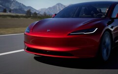 The front of the refreshed Tesla Model 3 is one of the most drastic changes to the vehicle's aesthetics. (Image source: Tesla)