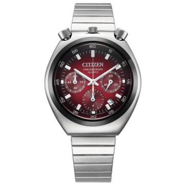 Front view of the Citizen Tsuno Chronograph AN3714-84Z, featuring a red gradient dial,