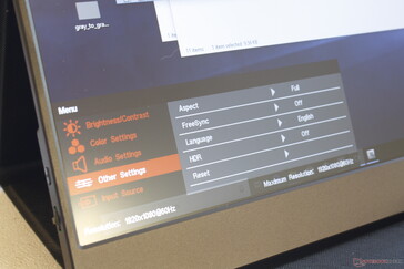 OSD settings appear on the bottom left of the screen