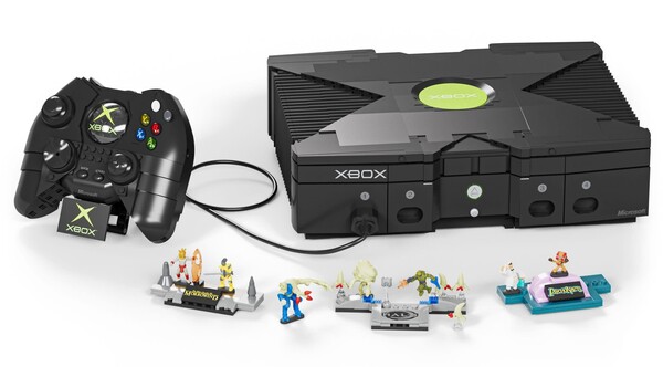 The Mattel Brick Shop Microsoft XBOX Building Set.