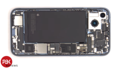 The iPhone 14 Plus' internals. (Source: PBKReviews via YouTube)